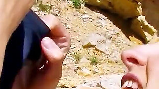 Skinny teen Kathylee talks to man on the beach being fucked and girlfriend is watching