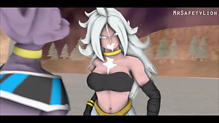 Archived - Beerus and Android twenty one in an animated encounter
