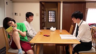 Subtitled tan Japanese amateur double handjob blowjob