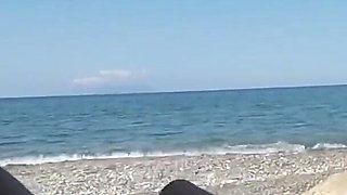 Exhibitionist Outdoor Amateur Girl Sucks Big Cock on Nudity Beach to Viewer with Cum