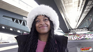 German Scout - No Condom Anal Sex at Pick up Casting for Black Girl Vicky Menage