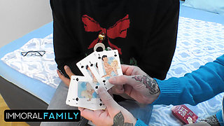 Card Games Turns Ino Taboo Anal Creampie Threesome for Squirt Machine Maddy Black on Christmas Eve