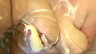 In Shower Soaping My Huge Boobs
