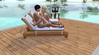 Duo in love have fuckfest in public on the beach