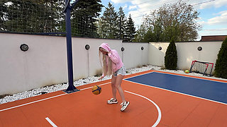 She Wanted to Throw the Ball Into the Hoop, but It All Ended with Cum on Her Ass.