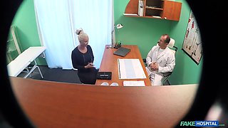 Blond huge boobed porn star fucked by her doctor - faux medical center