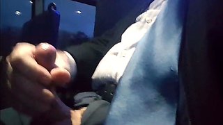 Suit Wanks and Cums on the Bus