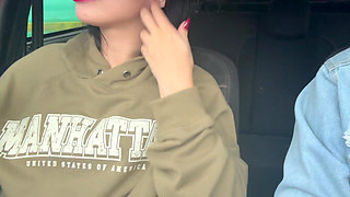Petite Student Gives Handjob in the Car and Makes Him Cum