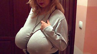 Big Boobed Blonde Masturbates With A Dildo In The Bathroom