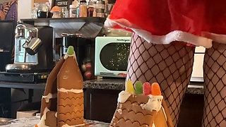 73 Giantess in 8-inch Heels Decorates a Gingerbread Village