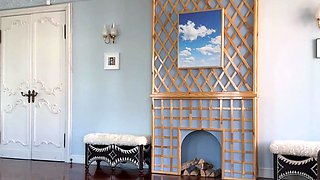 Teen dancing in metallic strappy bikini strip until you