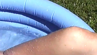 Sexy outdoor bikini tease! Britney's bikini car wash & water hosed slow-mo jiggly boobs