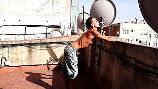 Magia Rosa Outdoor Blowjob on Terrace - Latina Amateur Cum in Mouth Summer Fun