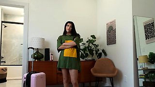 British STEP-SIS forgot to wear panties to bed - Gal