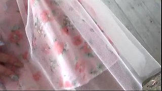 Naughty redhead Madelyn gives blowjob outdoors on POV