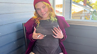 Hairy Pussy Smoking on Front Porch