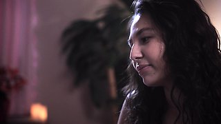 Erotic solo masturbation with teen brunette