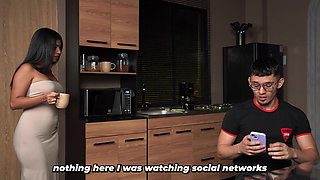 My Curious Stepsister Finds Me Masturbating in the Kitchen