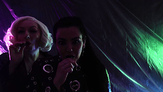 Smoking Fetish - Lesbian slowly masturbation with smoke - Arya Grander and Dredda Dark