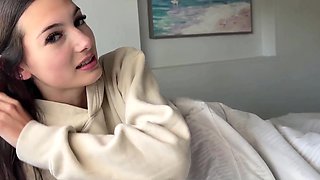 Skinny stepsis skipped school to taste his cock and get fucked POV