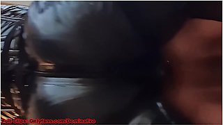Latex strapon queen pegging a sissy slut