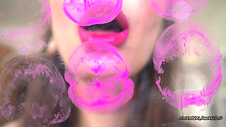 Naughty Magenta Messy Wet Kiss Spit Fetish