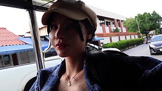 Super cute Thai teen amateur threesome