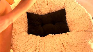 Amateur young brunette enjoys dildo on solo masturbation