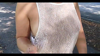 Flashing Boobs on a Walk and Fingering on the Train