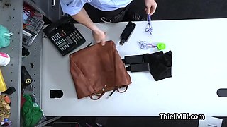 Latina milf suspect with butt plug gags on officers dick