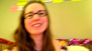 Busty brunette with big boobs rides cock