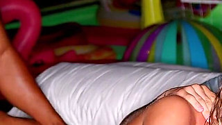 Interracial Threesome in the Pool! Two Cocks at Once for Badgirl Sandra