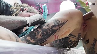 Big Boob Tattoo Girl Gets Anal Fucked Hard in Tattoo Shop - Gaping & ATM Action
