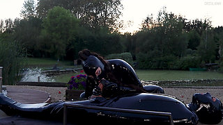 Rubber Doll Cock Teasing Rubber Bound Sub Outdoors
