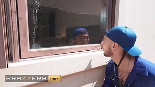 Brazzers - sexy kayley gunner gets dual the sheer pleasure from hubby mick & adonis the window washer