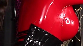 Cristal Kinky Red Rubber Doll Milkingtable Blowjob and Handjob
