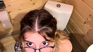 Her charming eyes beg you to cum on her glasses and stain