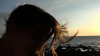 Tanned amateur teen brunette with pale
