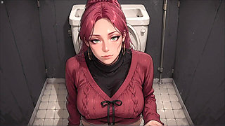 Horny Japan Girl Giving Me a Blowjob in Public Toilet