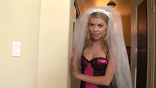 Skinny Blonde Nicole Ray in Stunning Wedding Dress Gets Roughly Fucked by Her Man Kris Slater