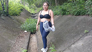 Chubby Latina Shows Her Ass and Tits Outdoors