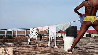 Washing My Daddy's Clothes After Her Fucked the Piss Out My Pussy!!