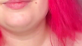 Oiled BBW Cunt Training with Big Glass Dildo