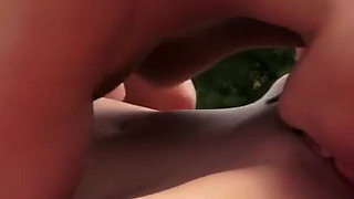 Alluring honeys fingering on the outside