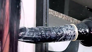 Blowjob to Black Dildo Made by a Beautiful Latina with Huge Hips