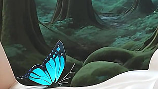 Beautiful Nude Elf Woman Gentle Lotion Clit Teasing in Pine Forest