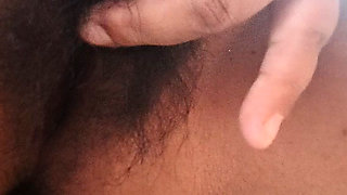 Chubby girl touching her hairy pussy