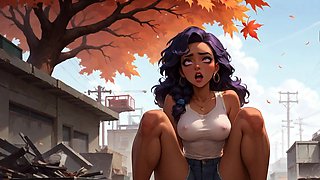 Dirty, xxx fuck-fest amidst falling leaves. Couple in heat