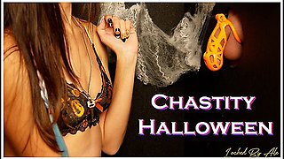 Scary Halloween Glory Hole: Wife Locks Husband In Permanent Chastity
