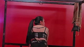 DOMINAFIRE CANING AND ANAL STRAPON FUCKS SLAVE